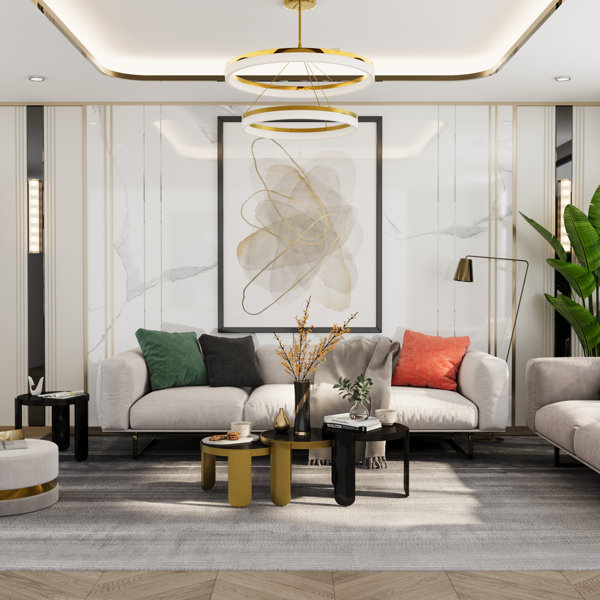 Brayden Studio 4 In 1 Glass Coffee Table, 4 Pieces Round Nesting Coffee